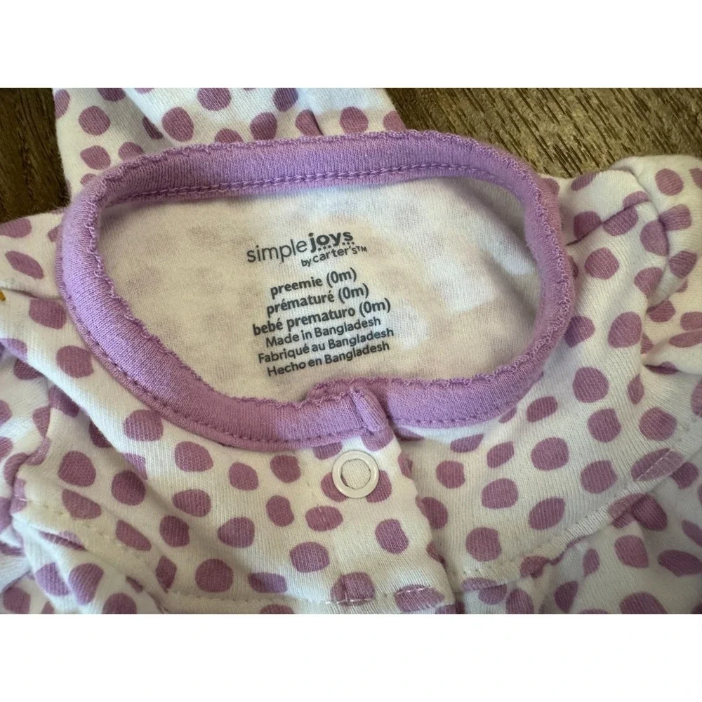 Carters Baby Sleeper Preemie Girl Unicorn Polka Dot Outfit Footie Reborn Doll